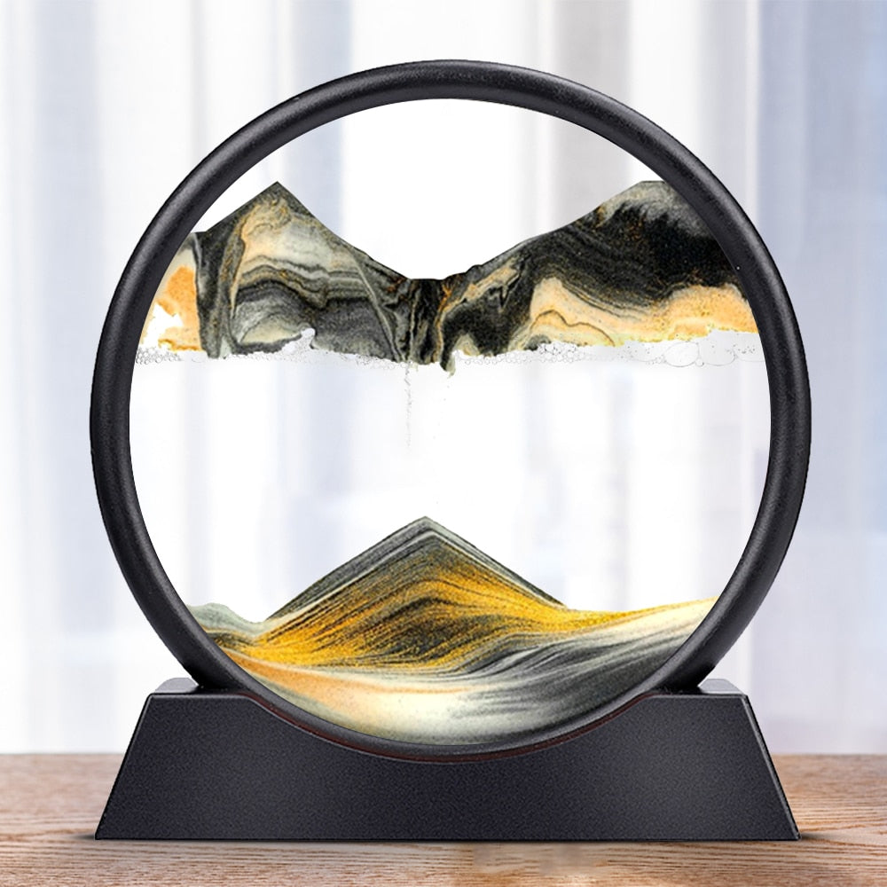 Bewegliche Sandkunst Rundes Glas 3D Sanduhr