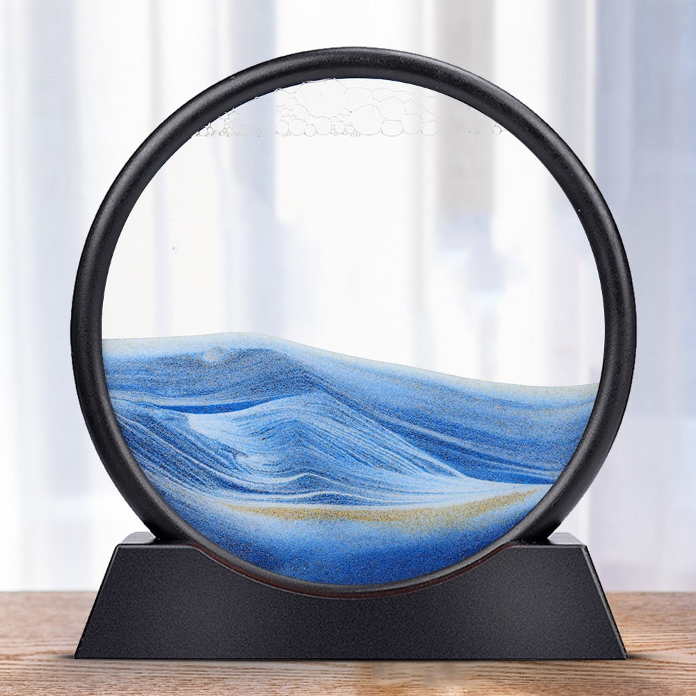 Bewegliche Sandkunst Rundes Glas 3D Sanduhr