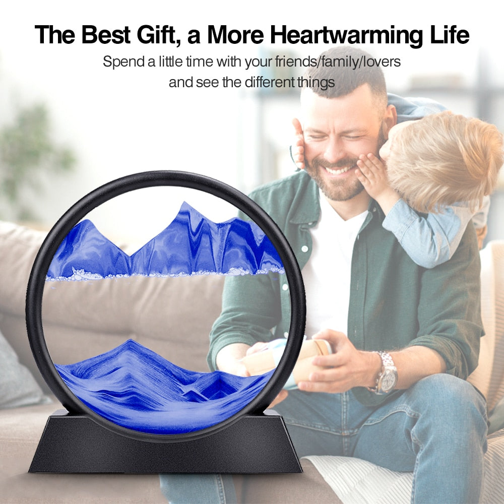 Bewegliche Sandkunst Rundes Glas 3D Sanduhr