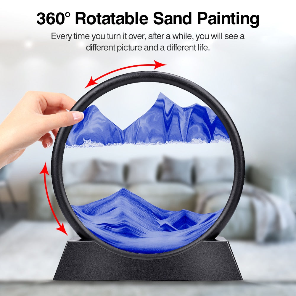 Bewegliche Sandkunst Rundes Glas 3D Sanduhr